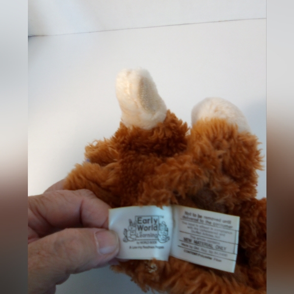 Vtg 1987 Early World of Learning Monkey Puppet Stuffed Animal Plush - Picture 9 of 9